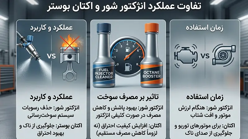 تفاوت انژکتور شور با اکتان در عملکرد و کاربرد اصلی
